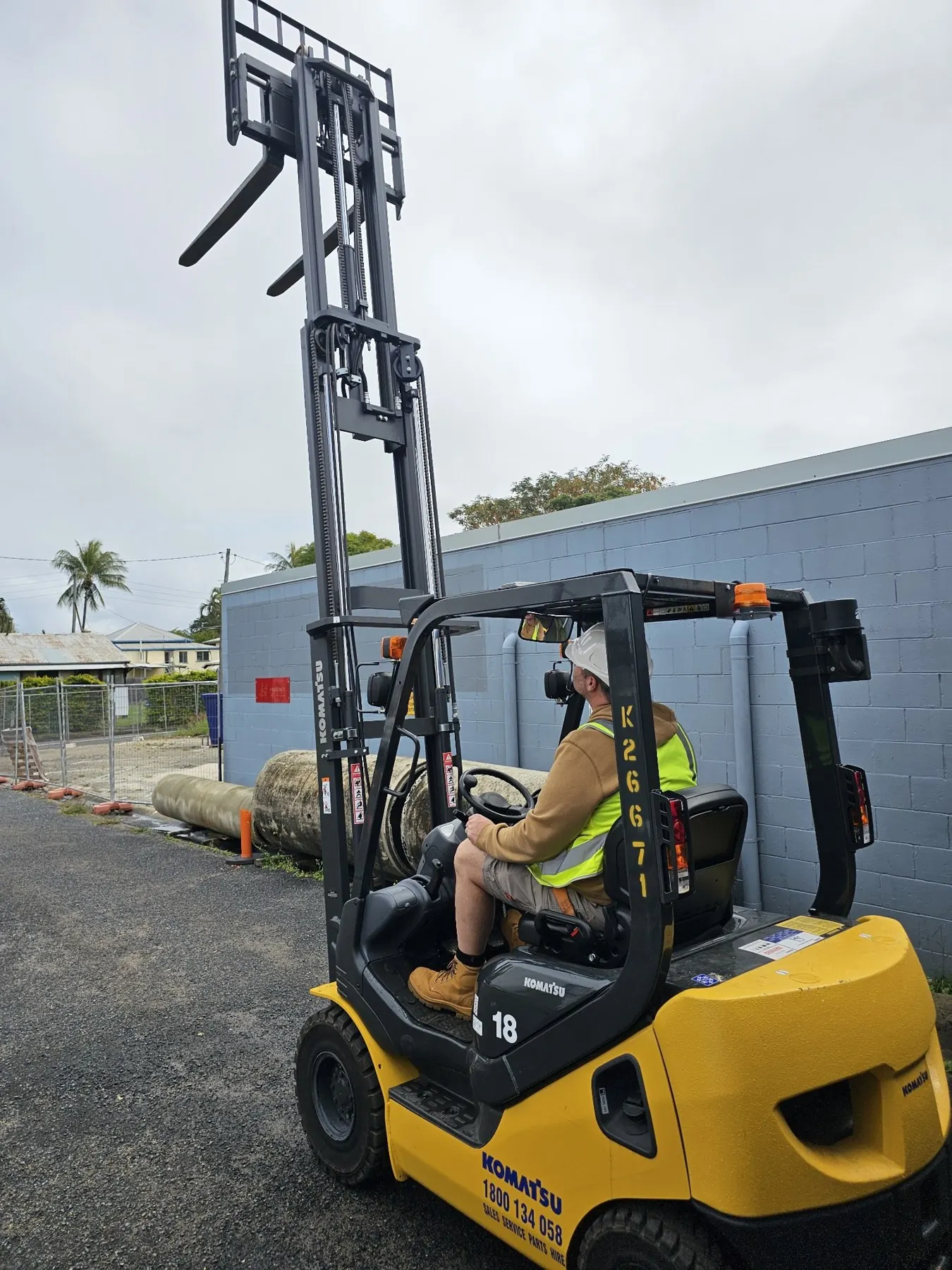 Operator on a counterbalance forklift during a practical assessment